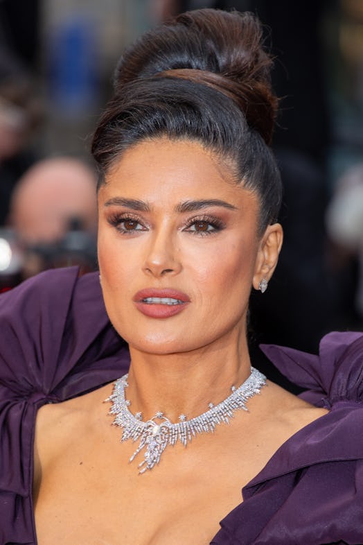 Salma Hayek sculpted updo at Cannes 2023