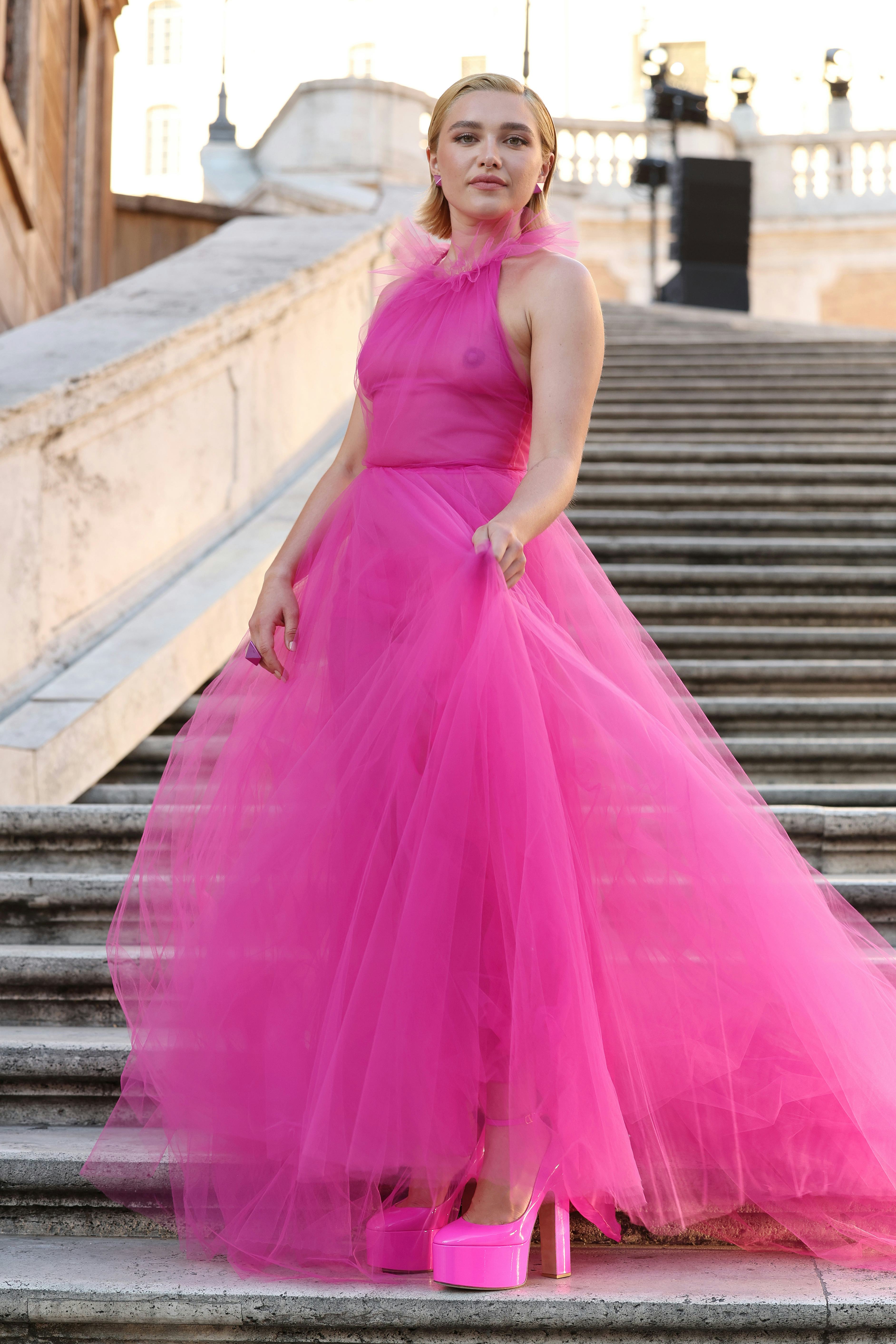 Florence Pugh wears a pink sheer dress to attend the Valentino Haute Couture Fall/Winter 22/23 show&hellip;.