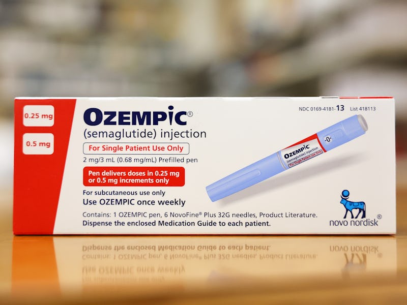 LOS ANGELES, CALIFORNIA - APRIL 17: In this photo illustration, a box of the diabetes drug Ozempic r...