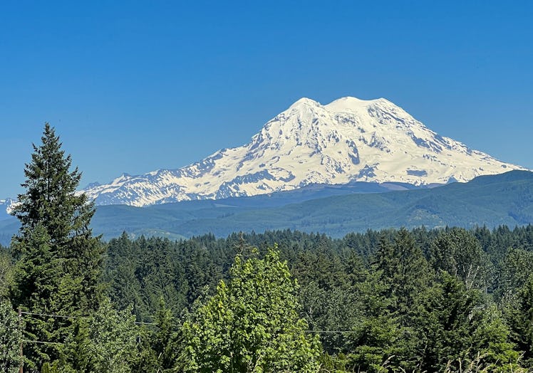 Mount Rainier viewed from Eatonville near Mt Rainier National Park on Tuesday, June 28 2022.
Ascend...