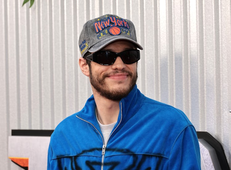 Pete Davidson in a Transformers shirt and Knicks hat. Not shown: Some sweet dad shoes.