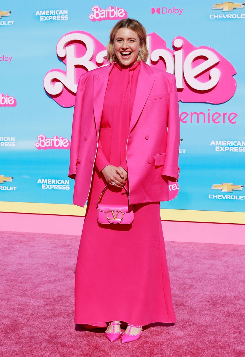 US director Greta Gerwig arrives for the world premiere of "Barbie" at the Shrine Auditorium in Los ...