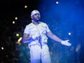 LONDON, ENGLAND - JULY 07: Abel 'The Weeknd' Tesfaye performs live at the London Stadium as part of ...