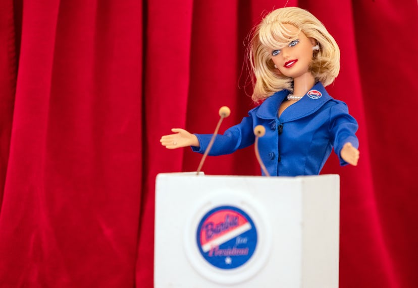 03 September 2020, Baden-Wuerttemberg, Bruchsal: ““Barbie for President”” is written in front of a B…