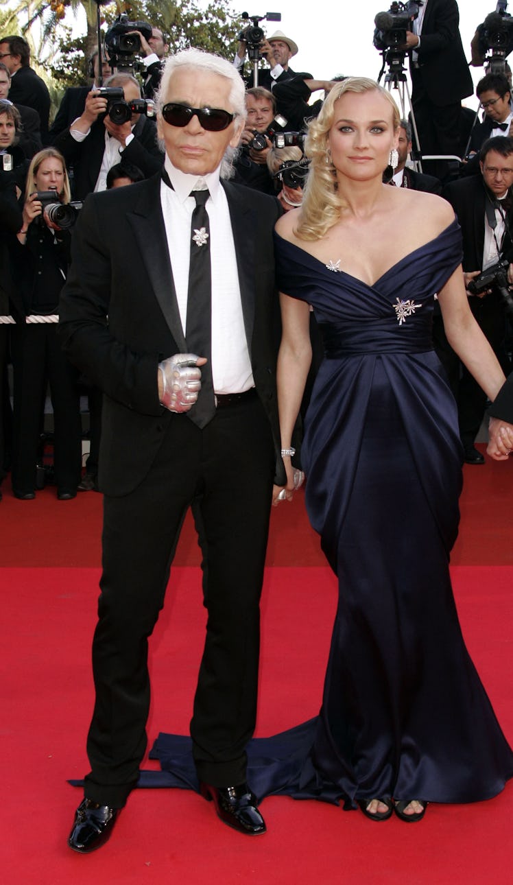 Diane Kruger and Karl Lagerfeld during 2007 Cannes Film Festival 