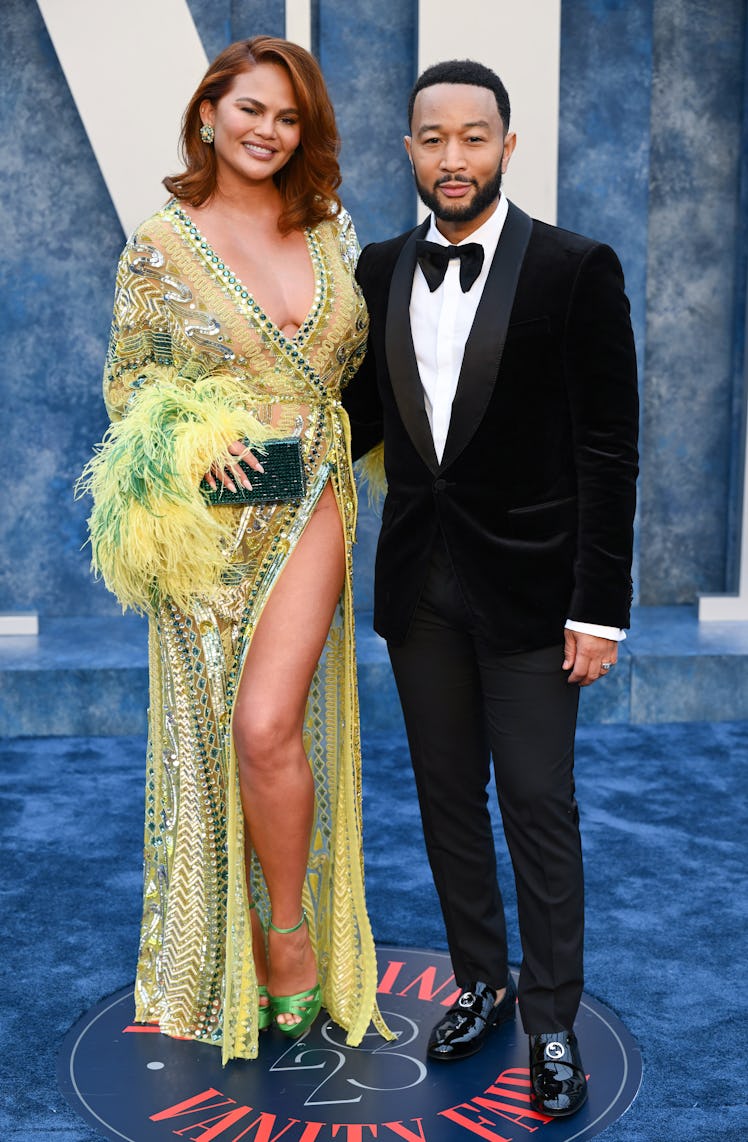 Chrissy Teigen and John Legend attend the 2023 Vanity Fair Oscar Party hosted by Radhika Jones.
