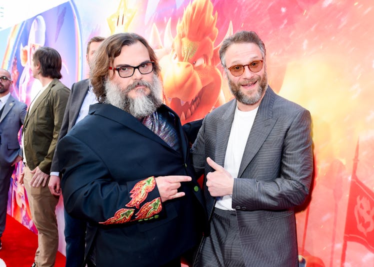 Jack Black and Seth Rogen at the premiere of "The Super Mario Bros. Movie" held at Regal L.A. Live o...