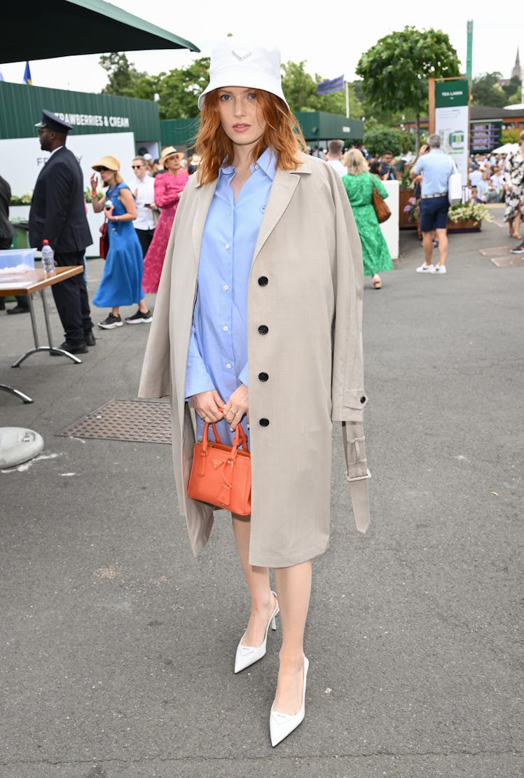 Ellie Bamber attends day nine of the Wimbledon Tennis Championships 