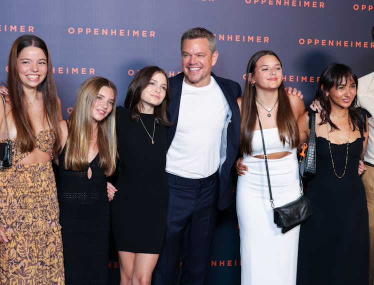Stella Damon, Matt Damon, Gia Damon, Alexia Barroso and guest attend the "Oppenheimer" premiere.