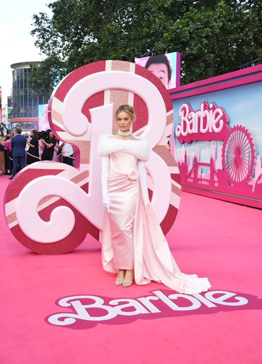 Margot Robbie attends the European Premiere of "Barbie" at Cineworld Leicester Square.