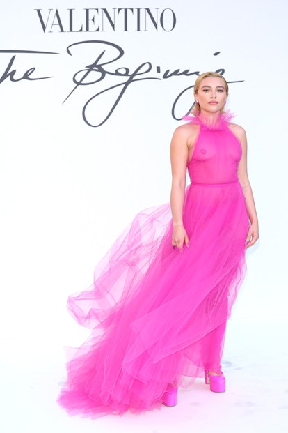 Florence Pugh at the Valentino Haute Couture Fall/Winter 22/23 on July 08, 2022 in Rome, Italy.