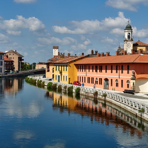 Italy, Lombardy, Naviglio Grande, canal, Gaggiano.