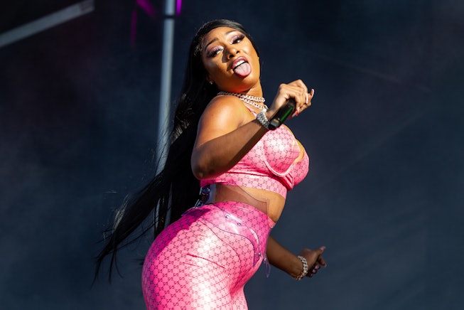 OAKLAND, CALIFORNIA - SEPTEMBER 28: Megan Thee Stallion performs at Rolling Loud festival at Oakland...