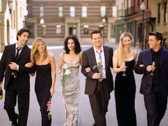 FRIENDS -- Season 6 -- Pictured: (l-r) David Schwimmer as Ross Geller, Jennifer Aniston as Rachel Gr...