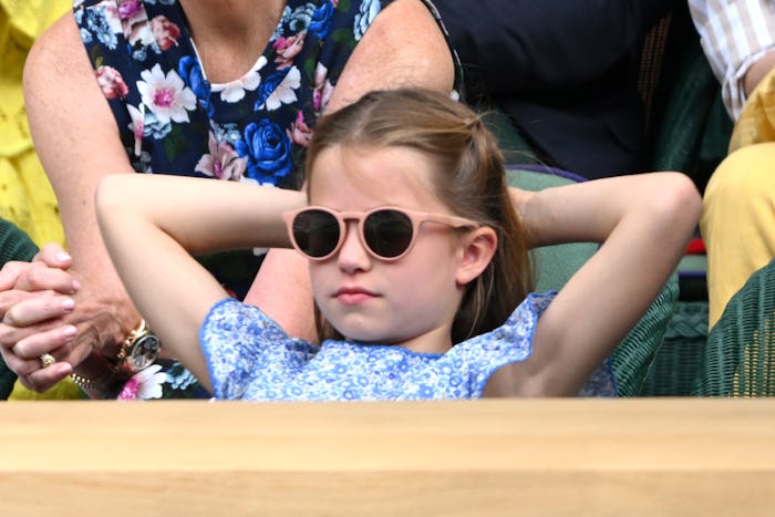 LONDON, ENGLAND - JULY 16: Princess Charlotte of Wales watches Carlos Alcaraz vs Novak Djokovic in t...