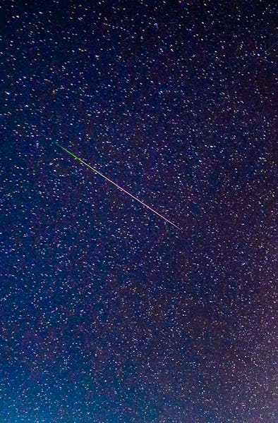 A meteor passing over the Milky Way on May 20, 2023, in Galgamuwa, Sri Lanka. (Photo by Thilina Kalu...