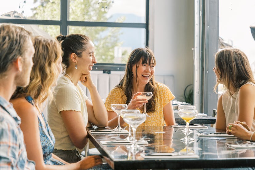 Sitting in open air indoor table setting