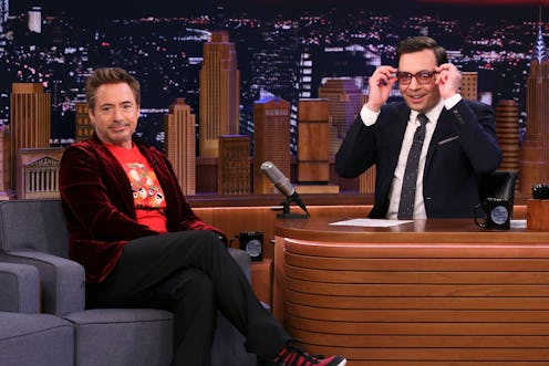 THE TONIGHT SHOW STARRING JIMMY FALLON -- Episode 1188 -- Pictured: (l-r) Actor Robert Downey Jr. du...