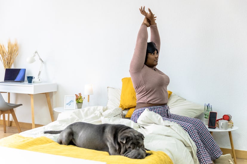 A lateral stretch is a good mid-day pick-me-up.