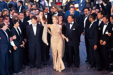 Sharon Stone and Fashion Designer Valentino attend the Closing Ceremony of the 48th Annual Cannes Fi...