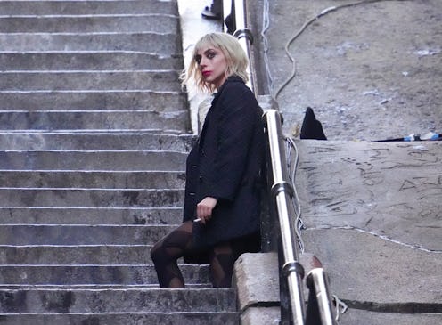 NEW YORK, NEW YORK - APRIL 04: Lady Gaga is seen on location for 'Joker: Folie a deux' in on April 0...