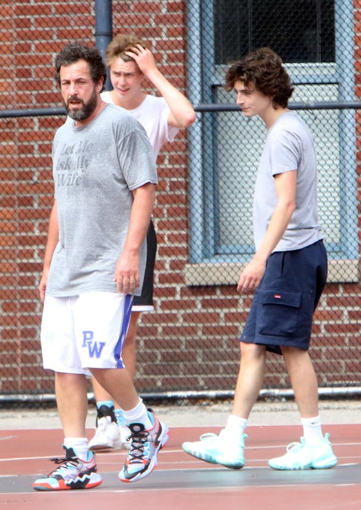 Adam Sandler and Timothee Chalamet are seen on July 20, 2023 in New York City.
