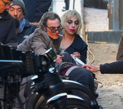 NEW YORK, NEW YORK - APRIL 02: Lady Gaga and Joaquin Phoenix are seen filming on location for "Joker...