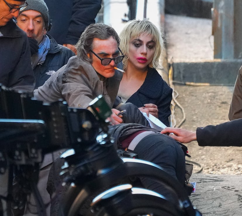 NEW YORK, NEW YORK - APRIL 02: Lady Gaga and Joaquin Phoenix are seen filming on location for “Joker…