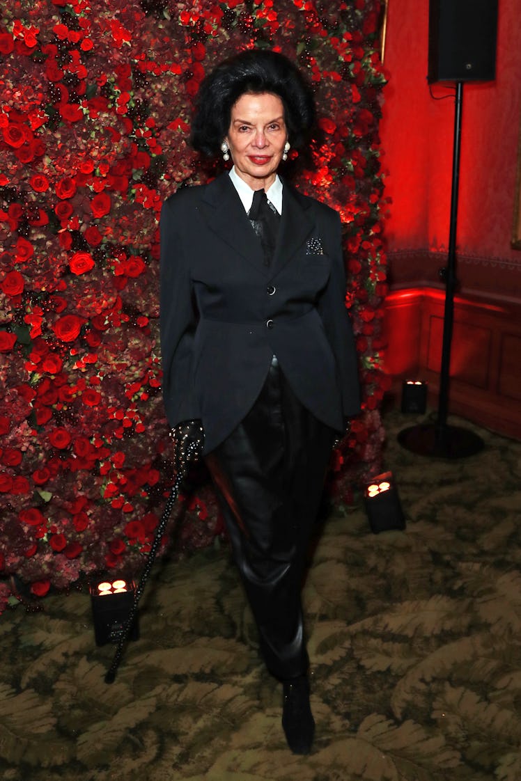 Bianca Jagger attends Mark's Club 50th Anniversary Party on November 24, 2022 in London, England. 