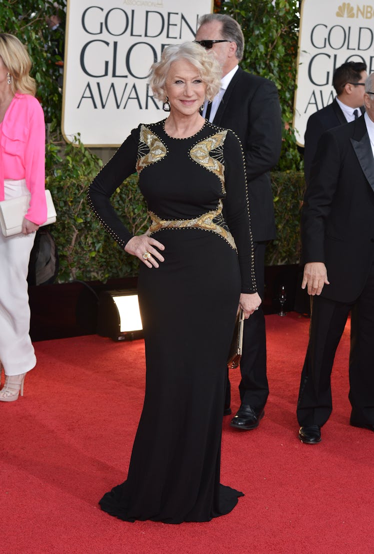 Actress Dame Helen Mirren arrives at the 70th Annual Golden Globe Awards held at The Beverly Hilton ...