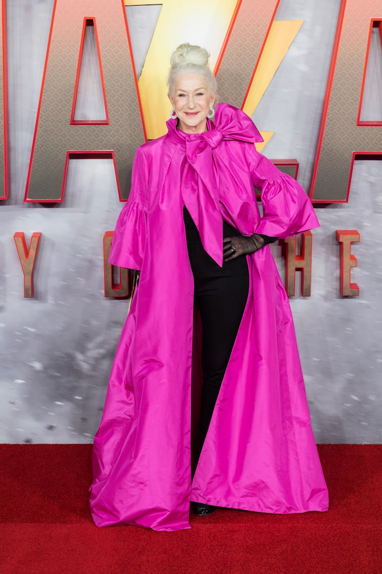 Dame Helen Mirren attends the UK premiere of Shazam! Fury of the Gods at Cineworld Leicester Square.