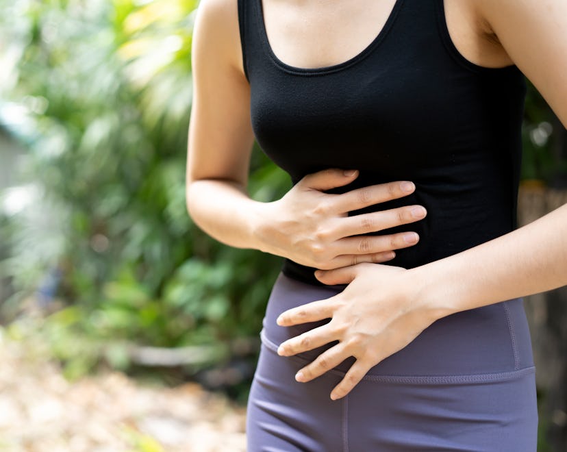 a woman having an implantation cramp perhaps