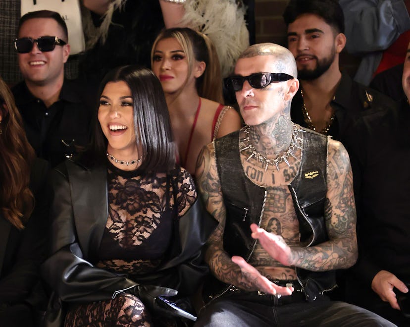 NEW YORK, NEW YORK - SEPTEMBER 13: Kourtney Kardashian Barker and Travis Barker attend Boohoo by Kou...