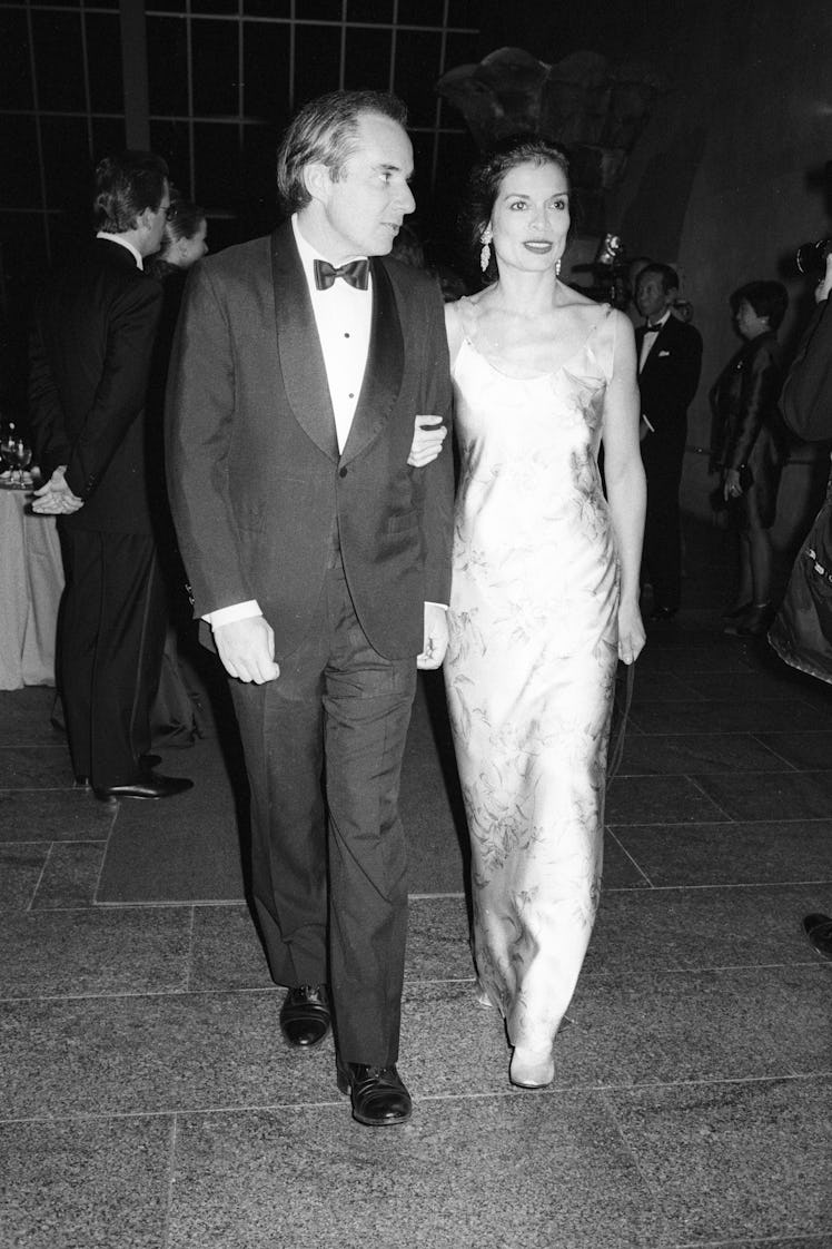 Bianca Jagger and friend attend the Metropolitan Museum of Art Costume Institute gala, 'Diana Vreela...