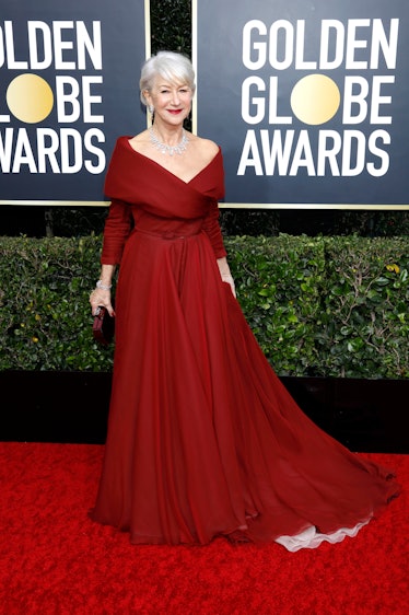 Helen Mirren photographed on the red carpet of the 77th Annual Golden Globe Awards.