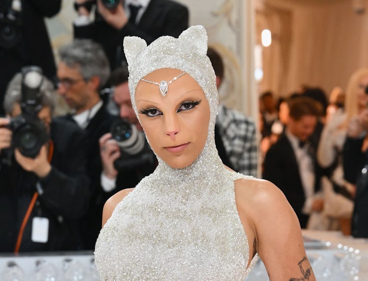 Doja Cat arrives for the 2023 Met Gala at the Metropolitan Museum of Art on May 1, 2023, in New York...