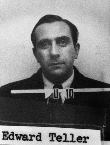 The picture on Edward Teller's ID badge at Los Alamos during World War II. (Photo by © CORBIS/Corbis...