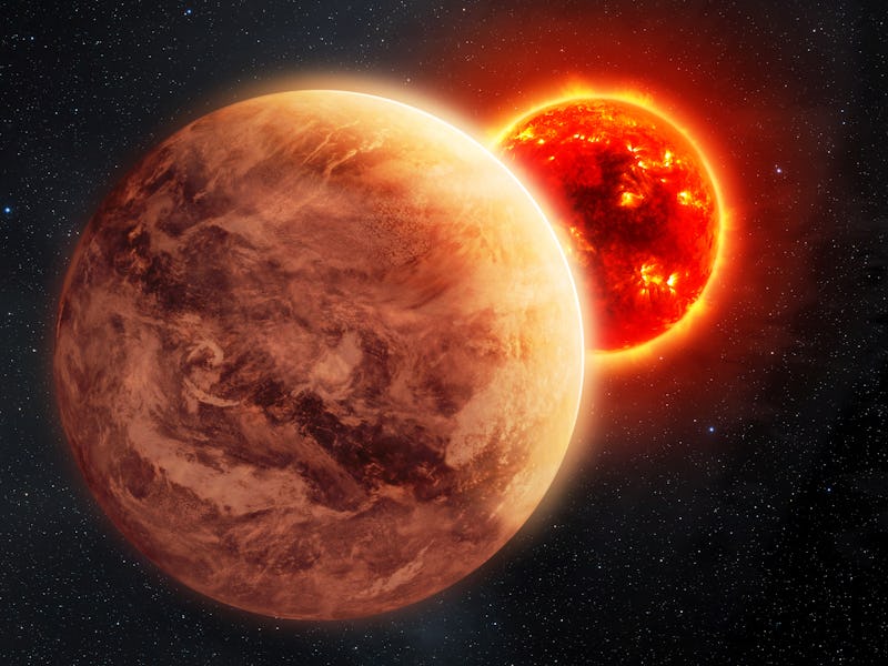 Illustration of the Super Venus planet known as Kepler-69c, orbiting the star Kepler-69, created on ...