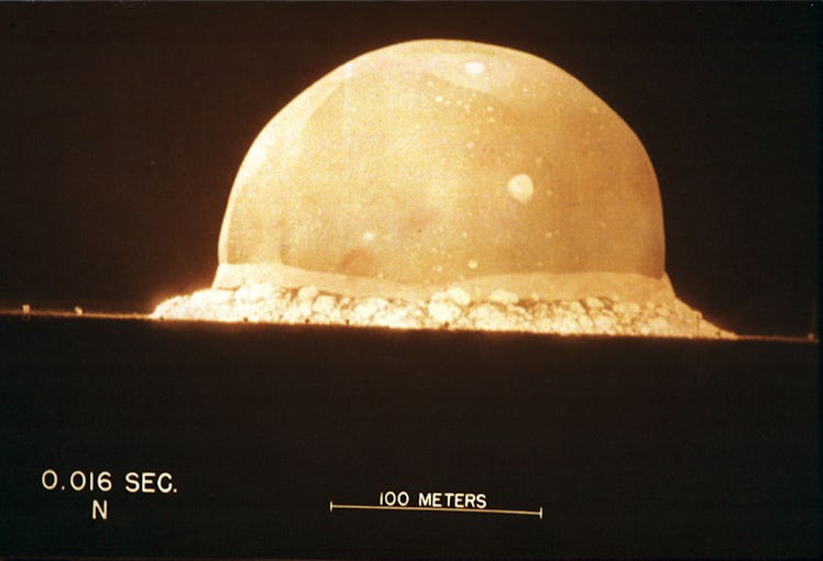 A photograph on display at The Bradbury Science Museum shows the first atomic bomb test On July 16, ...