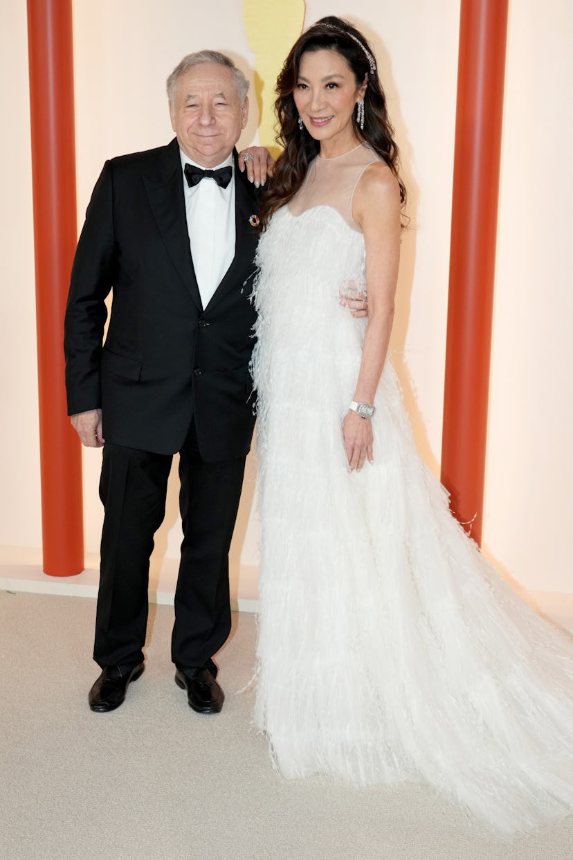 HOLLYWOOD, CALIFORNIA - MARCH 12: (L-R) Jean Todt and Michelle Yeoh attend the 95th Annual Academy A...