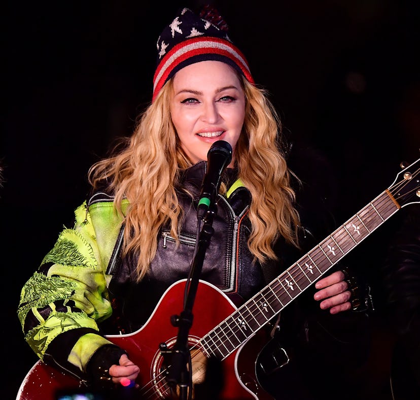 NEW YORK, NY - NOVEMBER 07: Madonna perfroms a surprise concert at Washington Square Park in suppor...