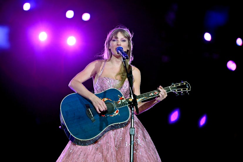 Taylor Swift performs onstage during her Eras Tour
