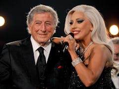 LOS ANGELES, CA - FEBRUARY 08:  Recording artists Lady Gaga (R) and Tony Bennett perform onstage dur...