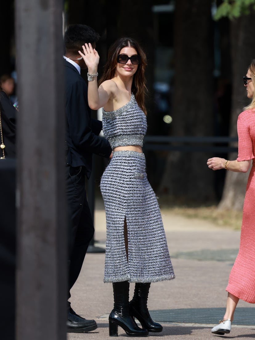 PARIS, FRANCE - JULY 04: Camila Morrone attends the Chanel Haute Couture Fall/Winter 2023/2024 show ...