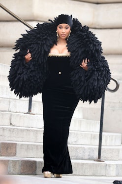 Cardi B arriving at the Schiaparelli fashion show in Paris.