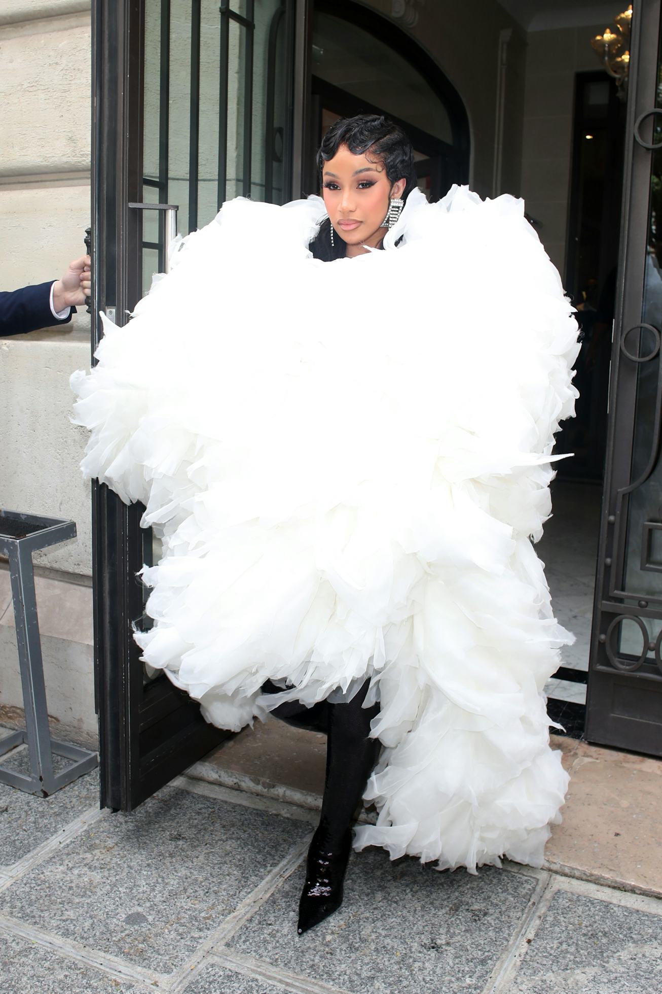 PARIS, FRANCE - JULY 5: Cardi B is seen leaving her hotel on July 5, 2023 in Paris, France. (Photo b...