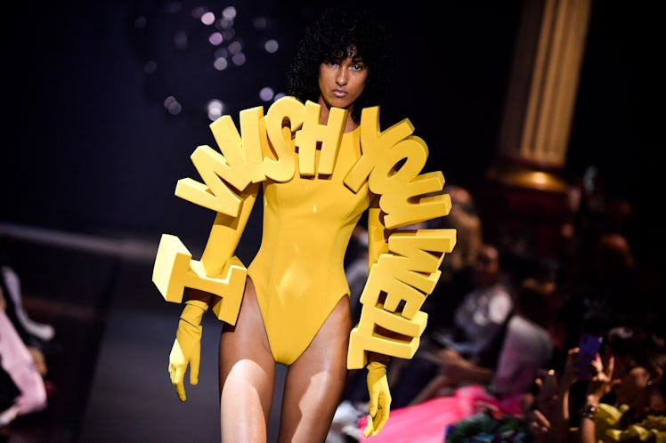 A model presents a creation by Viktor & Rolf during the Women's Haute-Couture Fall/Winter 2023/2024.
