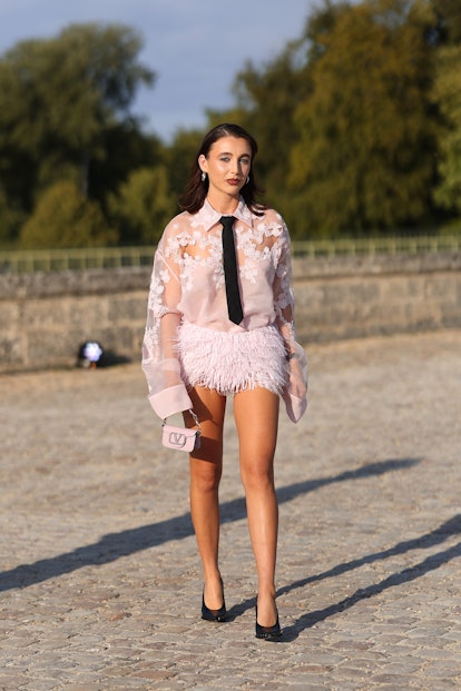 CHANTILLY, FRANCE - JULY 05: Emma Chamberlain attends the Valentino Haute Couture Fall/Winter 2023/2...