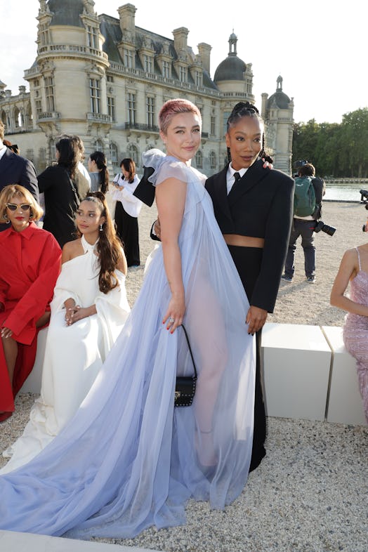 Florence Pugh and Naomi Ackie attend the Valentino Haute Couture Fall/Winter 2023/2024 show