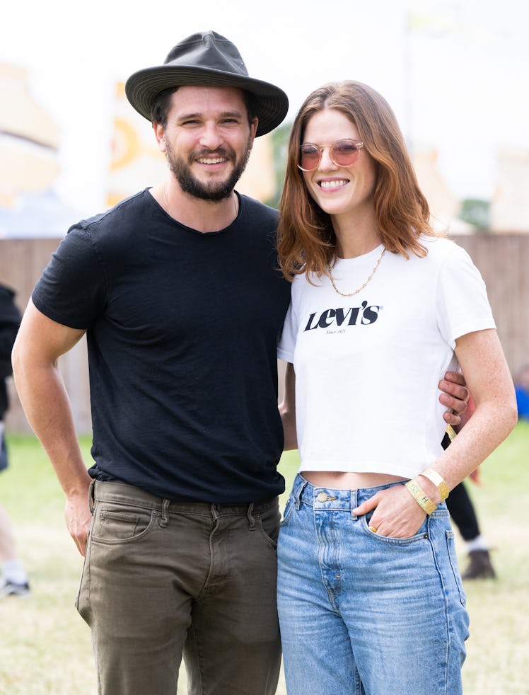 Kit Harington and Rose Leslie attend day three of Glastonbury Festival 